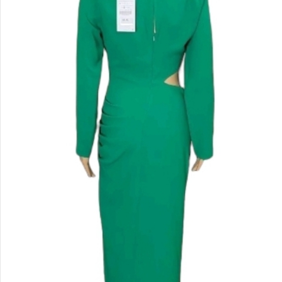 Zara green cutout midi dress size Small NEW - Picture 10 of 10